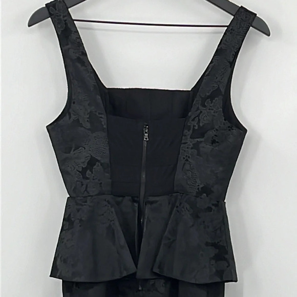 Alice + Olivia Yodi Square Neck Peplum Dress in Black - Size 0 (measured) - Picture 7 of 10